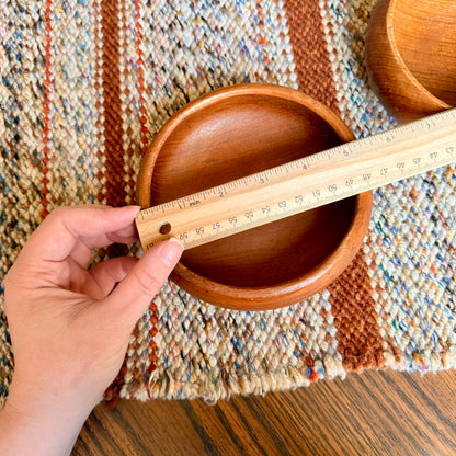 Set of 2 Vintage Mid-Century Modern Teakwood Salad Bowls - Solid Teakwood Catch All