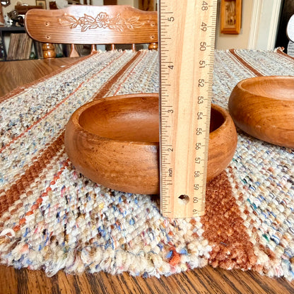 Set of 2 Vintage Mid-Century Modern Teakwood Salad Bowls - Solid Teakwood Catch All