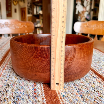Vintage Teak Wood Salad Bowl Mid-Century Danish Modern Style Solid Teak Carved Bowl