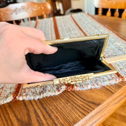 Vintage Petit Point Micro Needlepoint Floral Tapestry Clutch Evening Bag