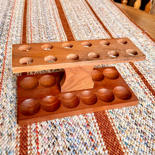 Vintage Solid Wood 12 Slot Pipe Rack Pipe Holder - Perfect for Cigar Clubs!