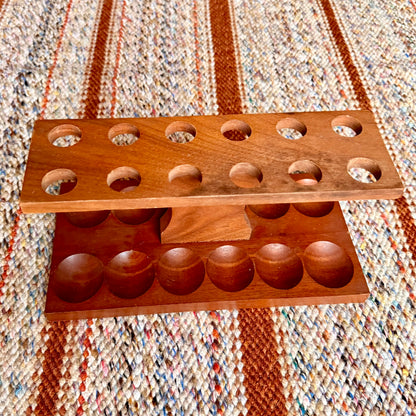 Vintage Solid Wood 12 Slot Pipe Rack Pipe Holder - Perfect for Cigar Clubs!