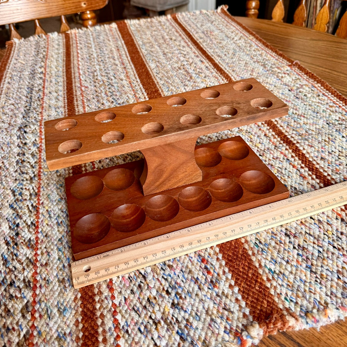 Vintage Solid Wood 12 Slot Pipe Rack Pipe Holder - Perfect for Cigar Clubs!