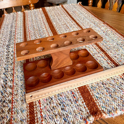 Vintage Solid Wood 12 Slot Pipe Rack Pipe Holder - Perfect for Cigar Clubs!