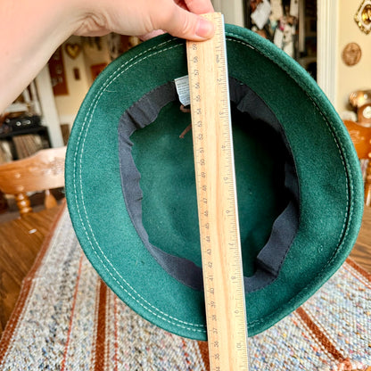 Vintage Wool Felt Cloche Derby Hat with Bow Embellishment