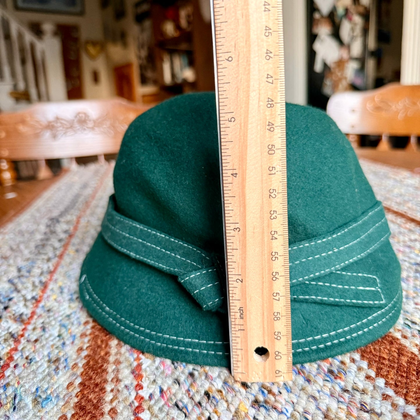 Vintage Wool Felt Cloche Derby Hat with Bow Embellishment