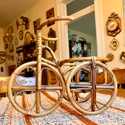 Vintage Bohemian Bamboo Tricycle Wicker Plant Pot Holder