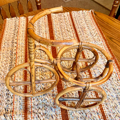 Vintage Bohemian Bamboo Tricycle Wicker Plant Pot Holder