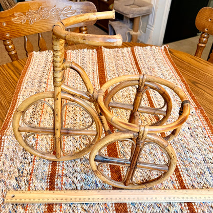 Vintage Bohemian Bamboo Tricycle Wicker Plant Pot Holder