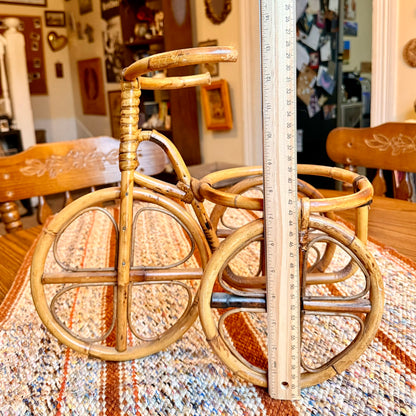 Vintage Bohemian Bamboo Tricycle Wicker Plant Pot Holder