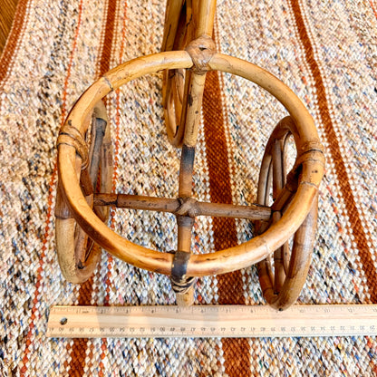 Vintage Bohemian Bamboo Tricycle Wicker Plant Pot Holder