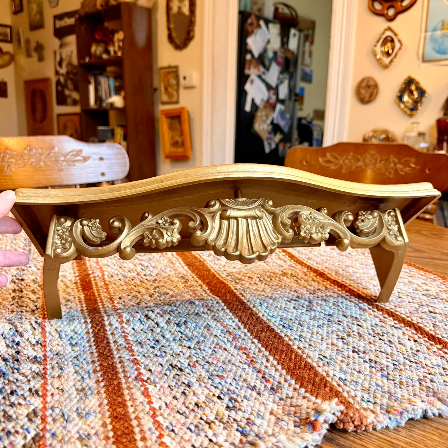 Vintage Mid-Century Modern Homco Gold Baroque Style Ornate Wall Shelf / Altar Shelf