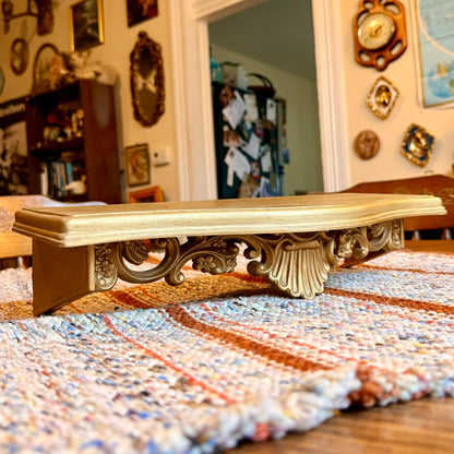 Vintage Mid-Century Modern Homco Gold Baroque Style Ornate Wall Shelf / Altar Shelf