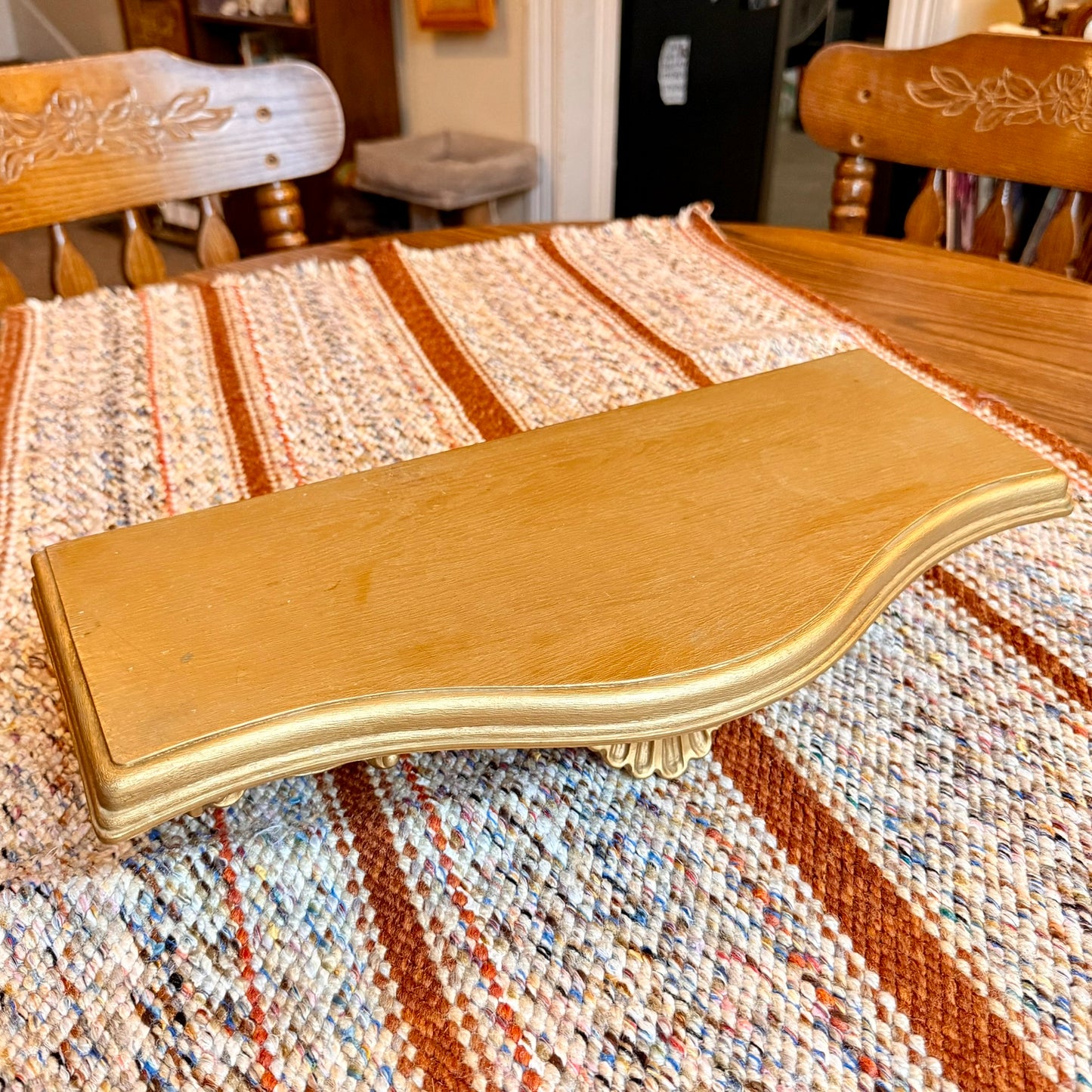 Vintage Mid-Century Modern Homco Gold Baroque Style Ornate Wall Shelf / Altar Shelf