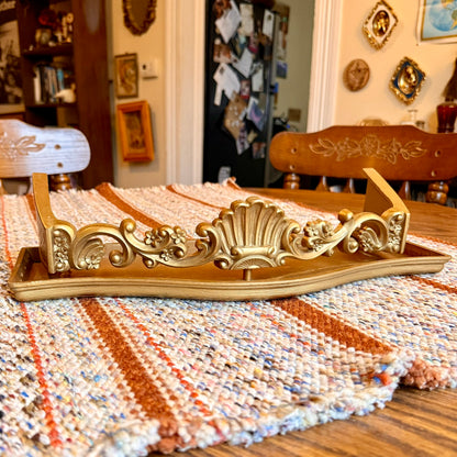Vintage Mid-Century Modern Homco Gold Baroque Style Ornate Wall Shelf / Altar Shelf