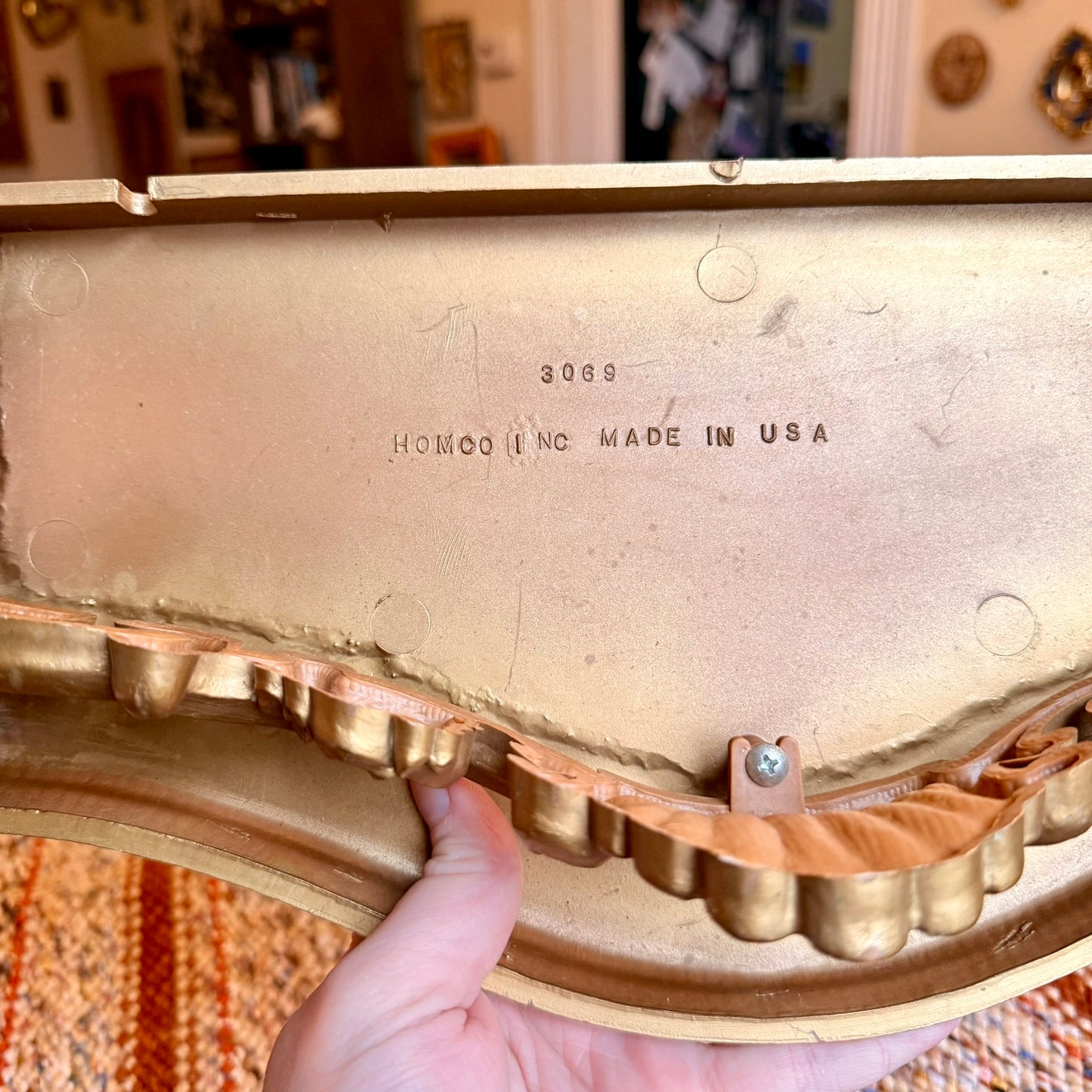 Vintage Mid-Century Modern Homco Gold Baroque Style Ornate Wall Shelf / Altar Shelf