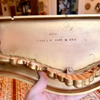 Vintage Mid-Century Modern Homco Gold Baroque Style Ornate Wall Shelf / Altar Shelf