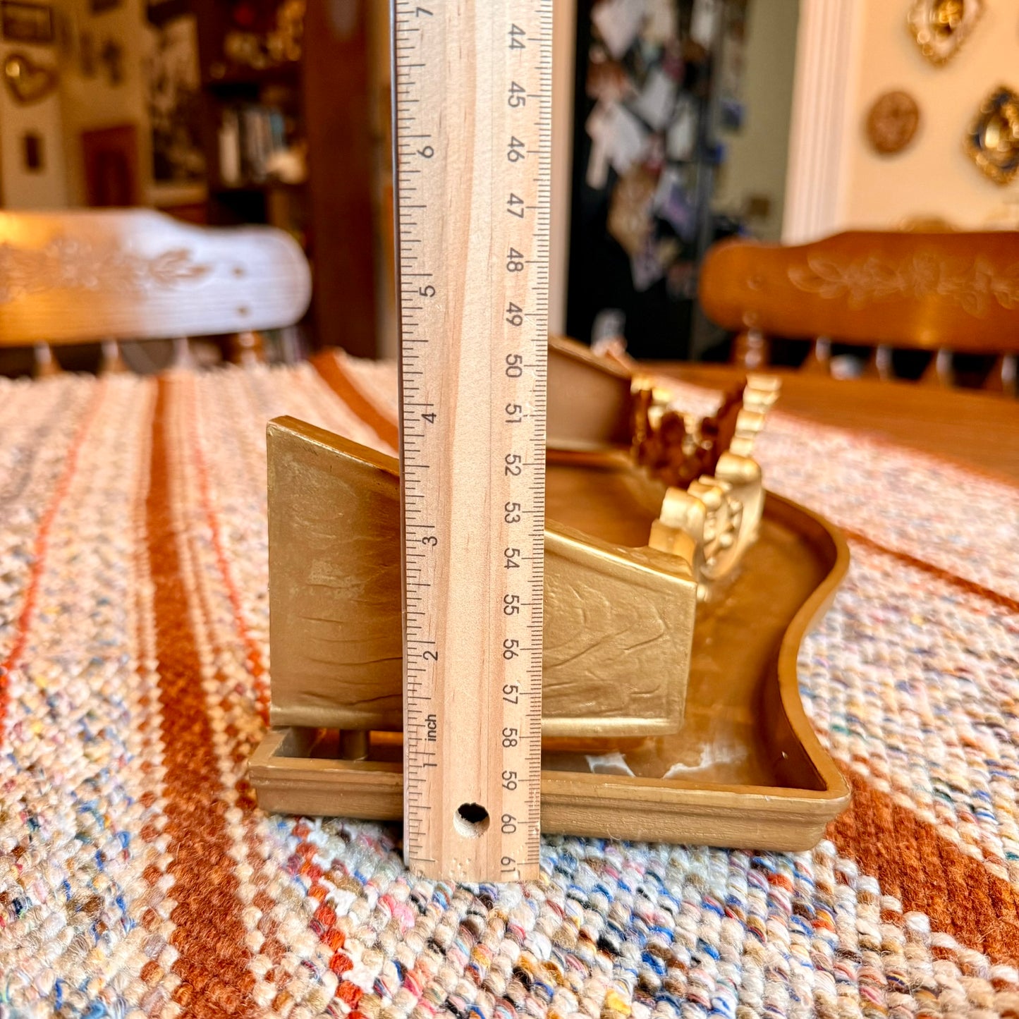 Vintage Mid-Century Modern Homco Gold Baroque Style Ornate Wall Shelf / Altar Shelf