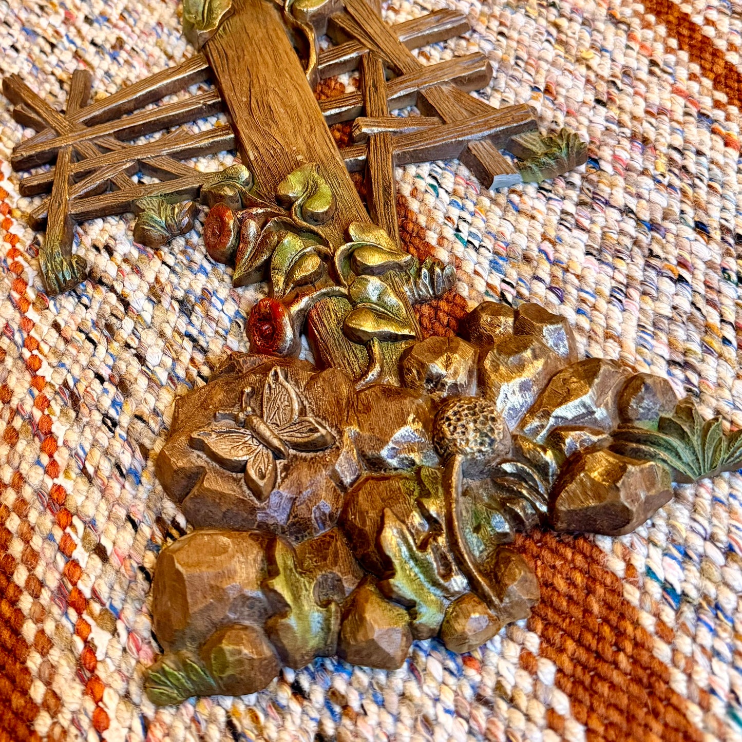 Vintage Mid-Century Modern HomcoFarmhouse Country Floral Mailbox Wall Hanging