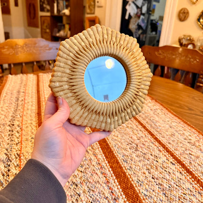 Vintage Mid-Century Modern Homco Faux Bamboo Wicker Style Mirror