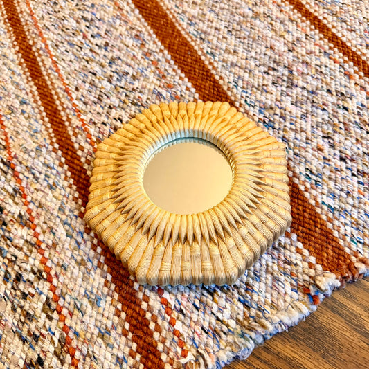 Vintage Mid-Century Modern Homco Faux Bamboo Wicker Style Mirror