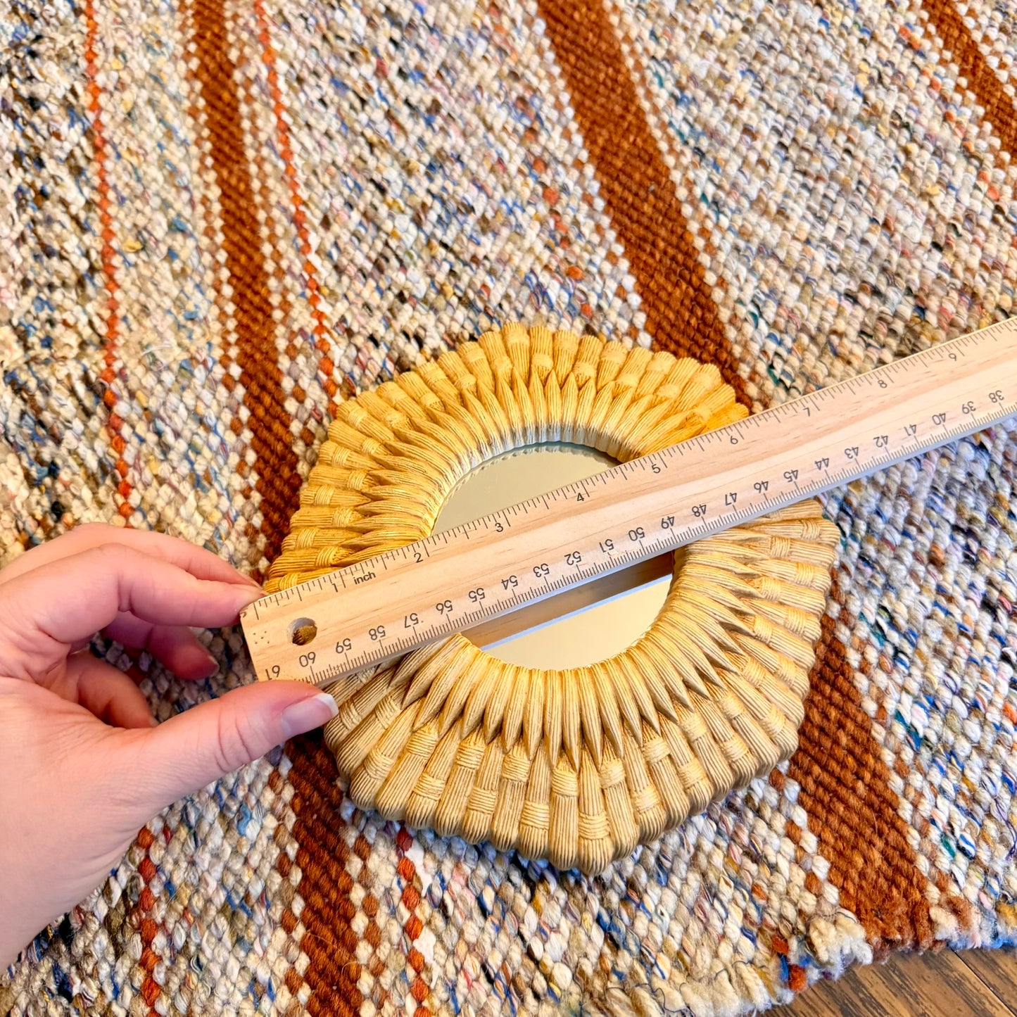 Vintage Mid-Century Modern Homco Faux Bamboo Wicker Style Mirror