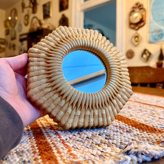 Vintage Mid-Century Modern Homco Faux Bamboo Wicker Style Mirror