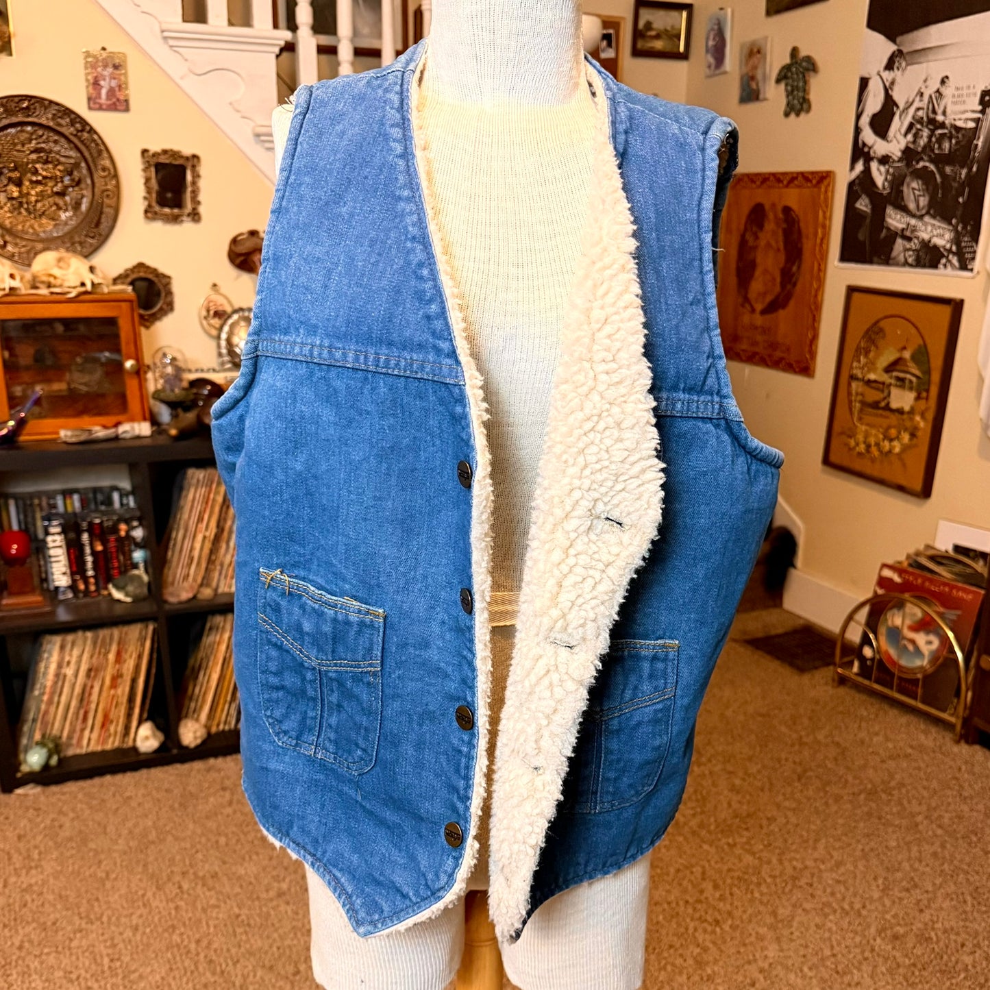 Vintage Wrangler Wrapid Transit Denim Sherpa Lined Heavy Vest