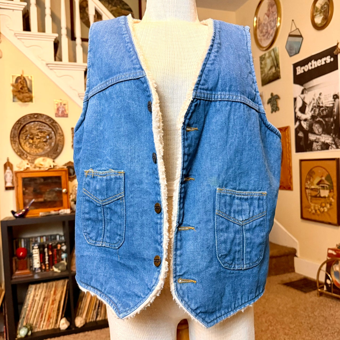 Vintage Wrangler Wrapid Transit Denim Sherpa Lined Heavy Vest