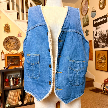 Vintage Wrangler Wrapid Transit Denim Sherpa Lined Heavy Vest