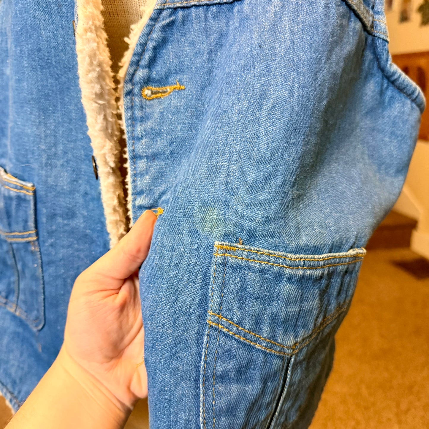 Vintage Wrangler Wrapid Transit Denim Sherpa Lined Heavy Vest