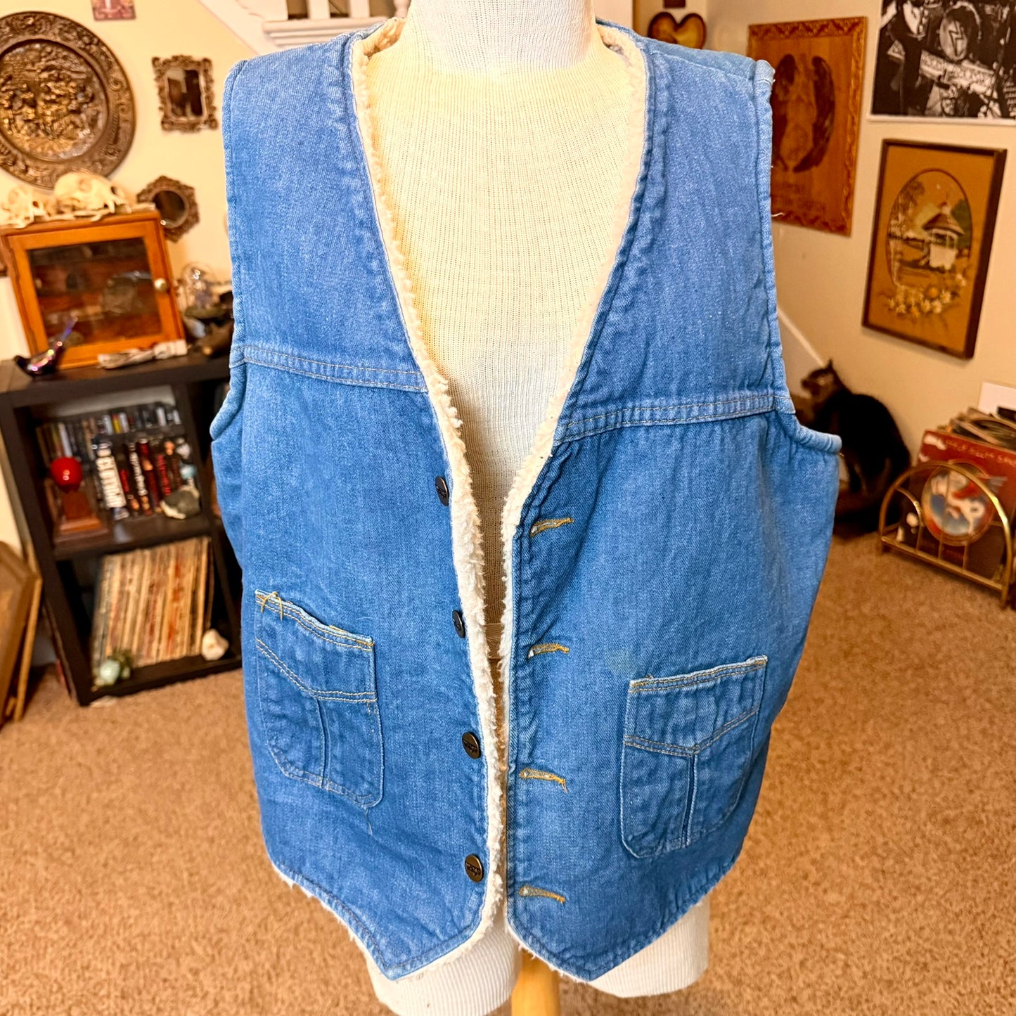 Vintage Wrangler Wrapid Transit Denim Sherpa Lined Heavy Vest