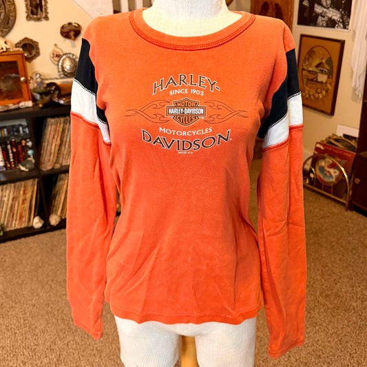 Vintage 2000s Color Block Harley Davidson Heavy Long Sleeve Tee