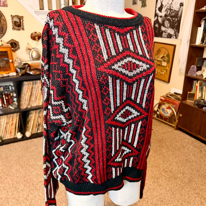 Vintage Robert Bruce Geometric Patterned Grandpa Sweater