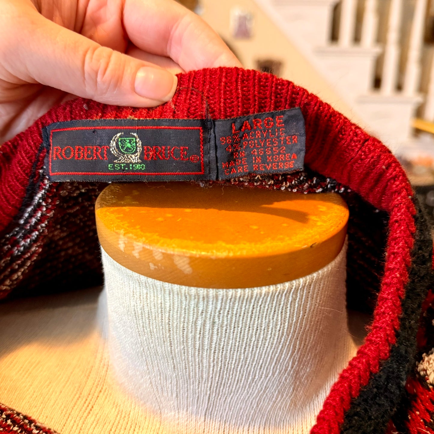 Vintage Robert Bruce Geometric Patterned Grandpa Sweater