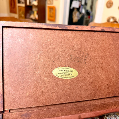 Vintage Reed & Barton "Eureka" Wooden Jewelry Box Mahogany with Velvet Lining