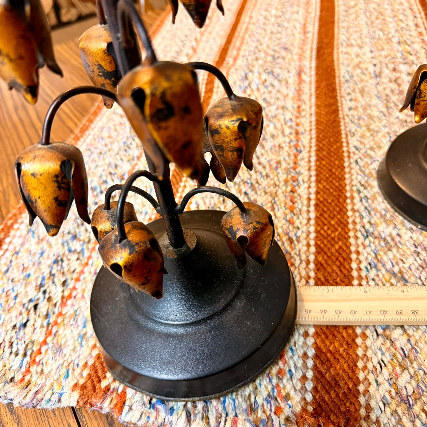 Set of Two Vintage Gilt Lily of The Valley Pillar Candle Holders