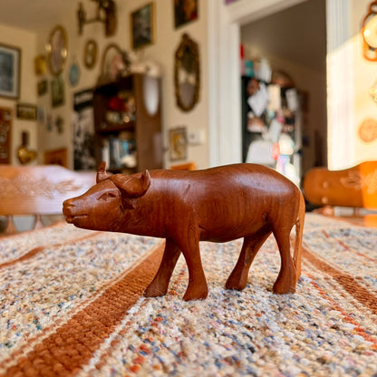 Vintage Wooden Hand Carved Water Buffalo Wooden Folk Art