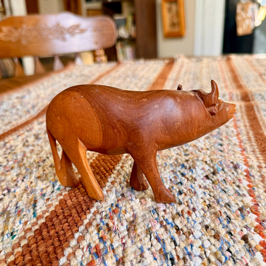 Vintage Wooden Hand Carved Water Buffalo Wooden Folk Art