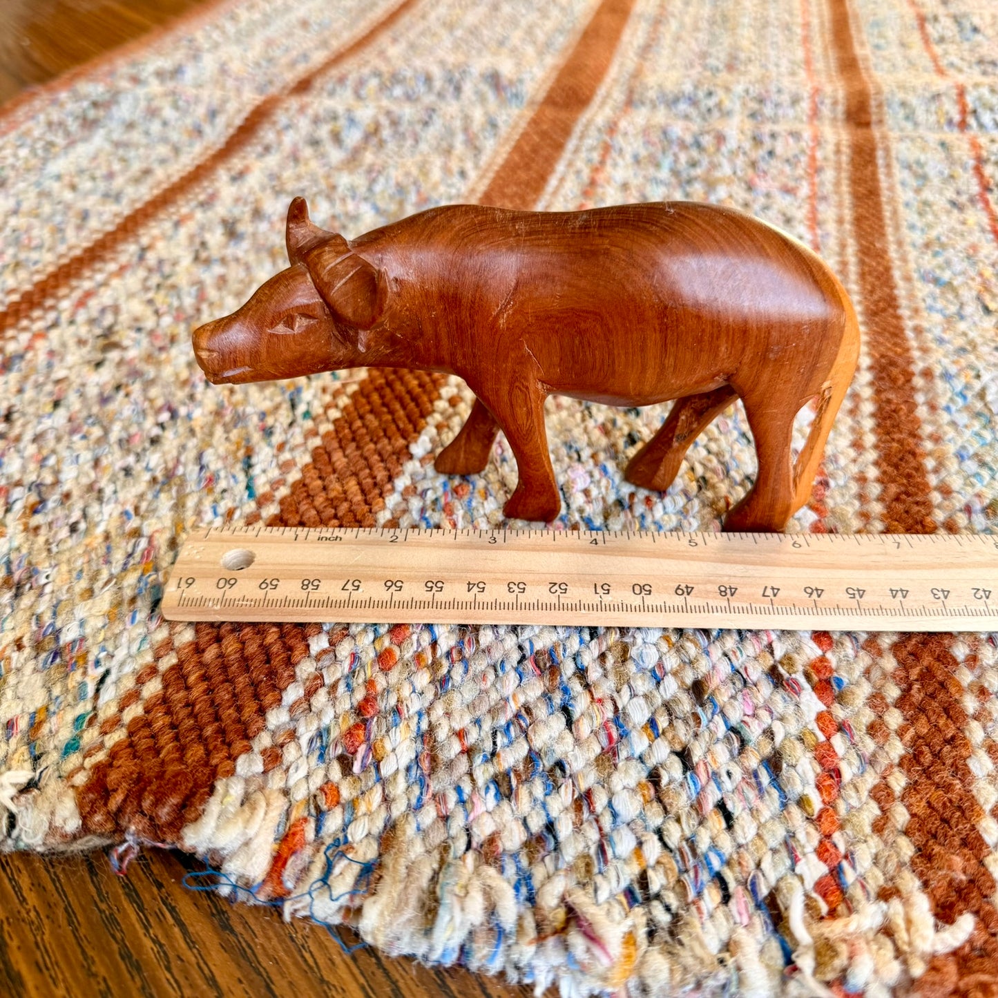 Vintage Wooden Hand Carved Water Buffalo Wooden Folk Art