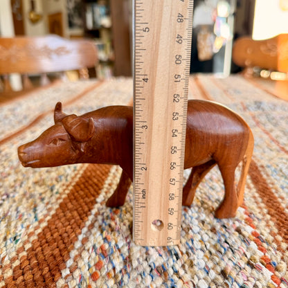Vintage Wooden Hand Carved Water Buffalo Wooden Folk Art
