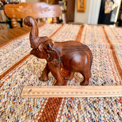 Vintage Wooden Hand Carved Elephant Wooden Folk Art - Missing Tusks