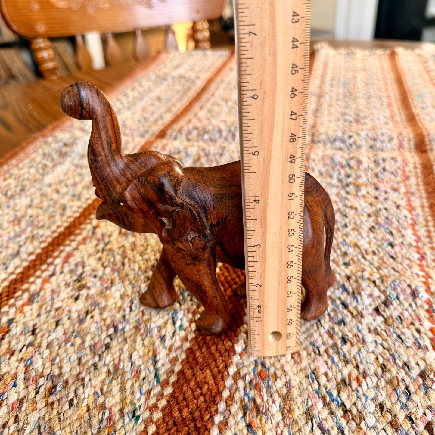Vintage Wooden Hand Carved Elephant Wooden Folk Art - Missing Tusks