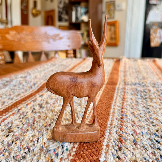 Vintage Wooden Hand Carved Antelope Wooden Folk Art