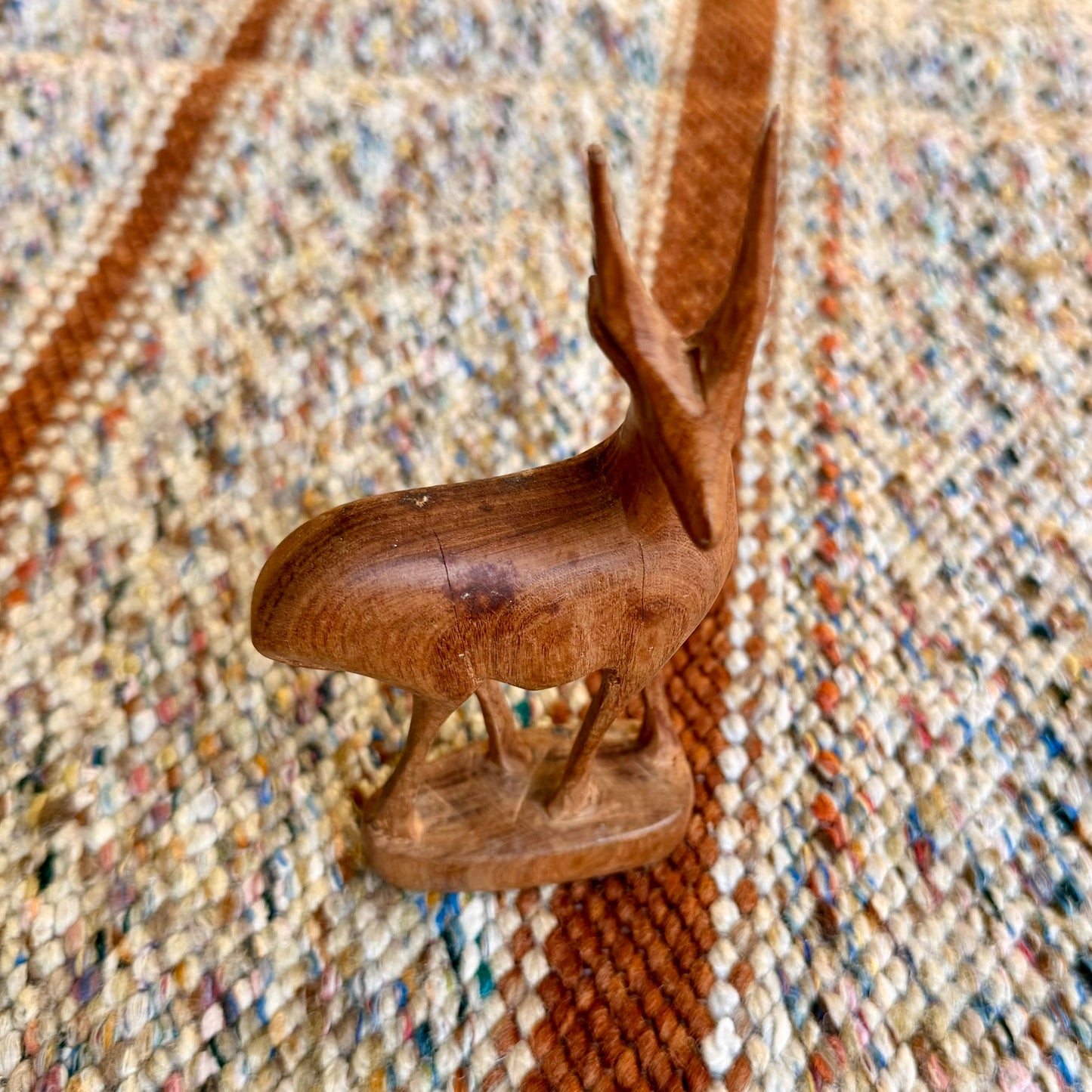 Vintage Wooden Hand Carved Antelope Wooden Folk Art