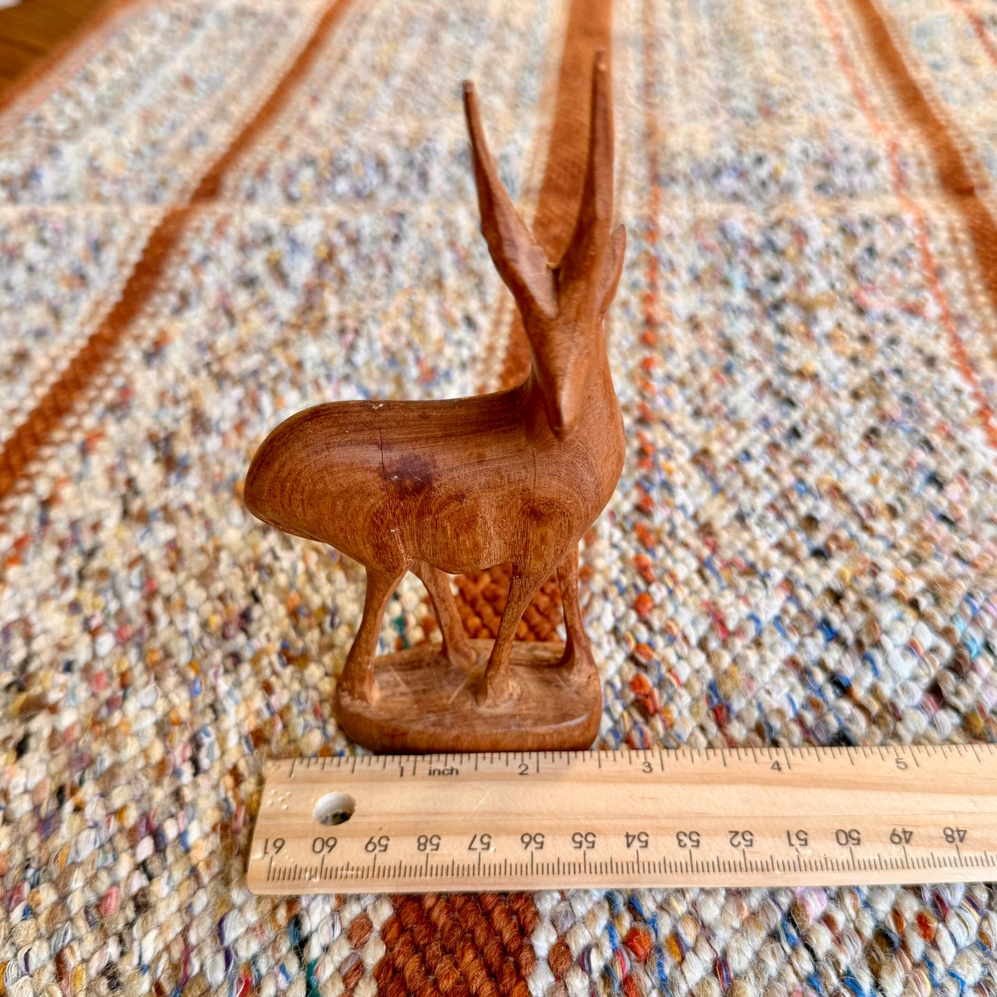 Vintage Wooden Hand Carved Antelope Wooden Folk Art