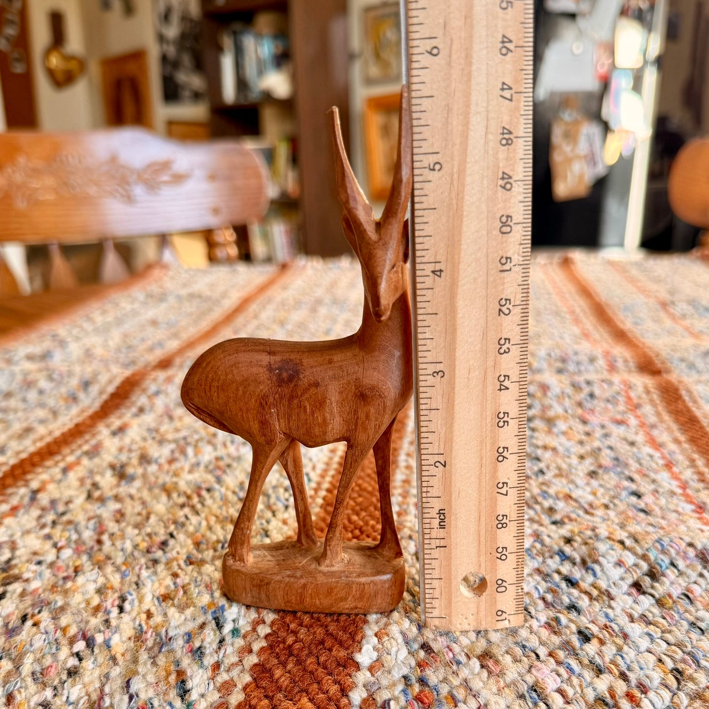Vintage Wooden Hand Carved Antelope Wooden Folk Art