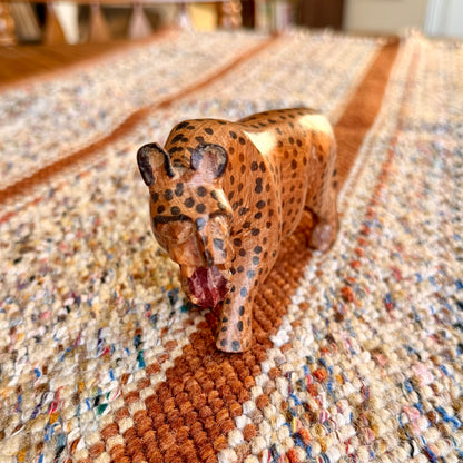 Vintage Wooden Hand Carved Cheetah Wooden Folk Art