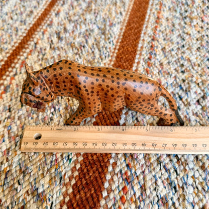 Vintage Wooden Hand Carved Cheetah Wooden Folk Art