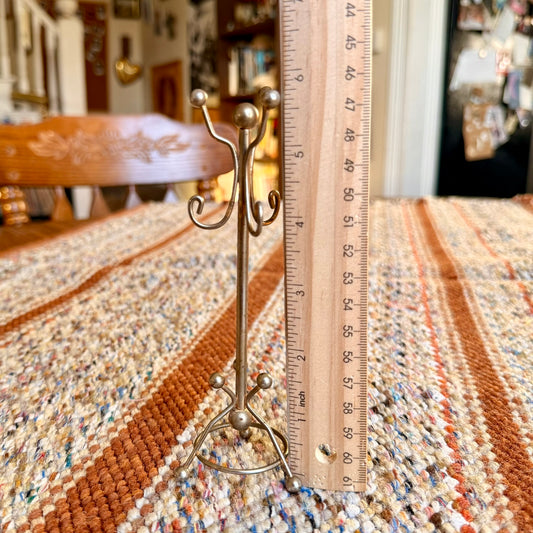 Teeny Tiny Metal Doll House Coat Rack / Jewelry Ring Hanger